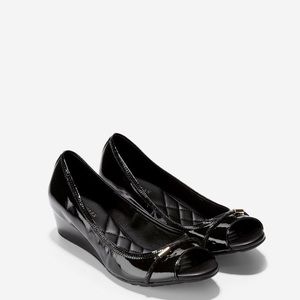 Cole Haan black open toe wedge